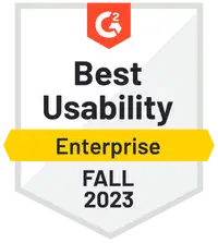 G2 Best Usability Enterprise Award, Fall 2023
